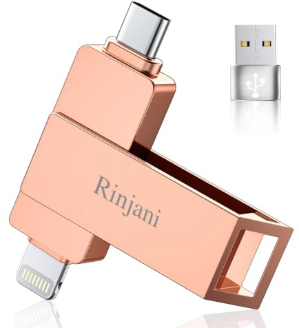 [Senza App] MFi Chiavetta USB 256GB per iPhone, Chiavetta USB C,Lightning | 3 in 1 Memoria Esterna per iPhone,iPad,Android OTG Smartphone,Mac,PC, USB 3.0 Pennetta,Pendrive Backup Foto,Video,Dati,Rosa