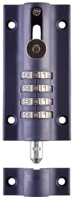 Squire Combi Bolt Door Lock (COMBI4) - 4 Wheel Combination Locking Bolt - Weatherproof Die Cast Body - Tamper Proof Slide Bolt - High Security Gate Lock for Home & Garages (Navy Blue, 120 mm)