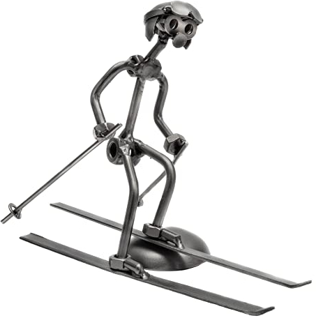STEEMO Schraubenmännchen Skifahrer Ski-Sport Geschenk Metall-Deko 20x10x15 cm