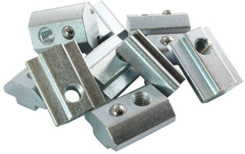 10x Nutenstein schwer Nut 8 - Typ I - M8 mit Steg, Federkugel, Stahl verzinkt