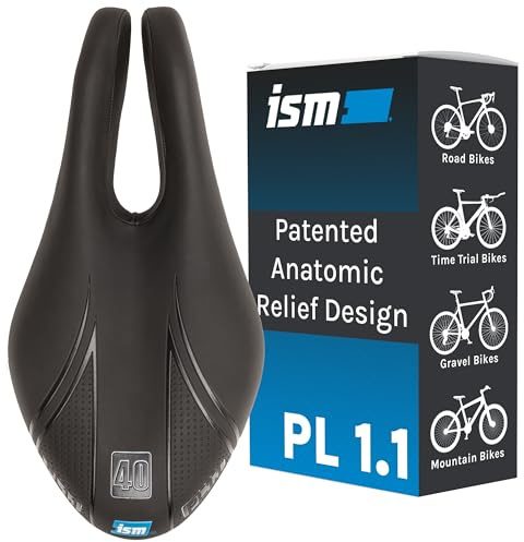 ISM PL 1.1 Noseless Bike Seat - Split Nose Bicycle Saddle for Road Bikes, Mountain Bikes, Gravel, and Triathlon Bikes - Unisex Anatomic Relief Bicycle Saddle for Optimized Blood Flow