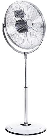Tristar VE-5975 Ventilador de pie metálico con 45 centímetros de diámetro, 3 velocidades, motor de cobre, ángulo ajustable 130°, 62.32 dB, asa integrada, altura ajustable, 100 W