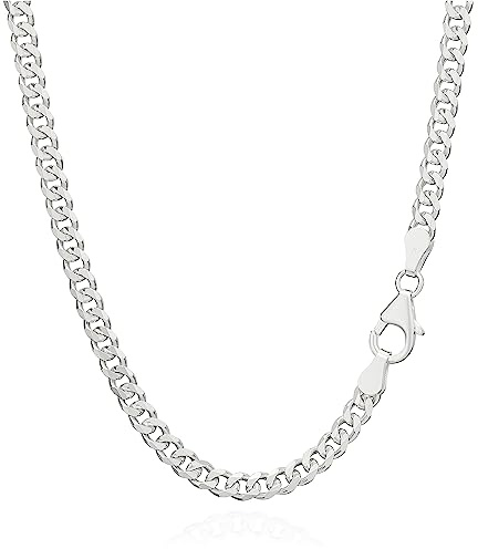 NKlaus Kette Echt Silber 925 - Panzerkette - Sterling Silberkette Herren und Damen - Panzer Kette 6x diamantiert - 3,70mm breit
