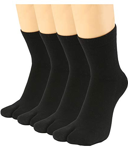 UBUMO Men's Flip Flop Socks Tabi Split Toe Geta Wicking Cotton Pack of 4