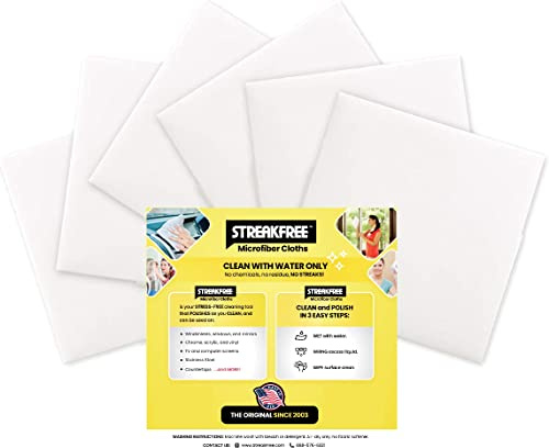 StreakFree The Next Generation Microfiber Cloths - 16 x 16 Cloths Leave Surfaces Streak-Free, Spot-Free, Lint-Free and Polished (Pack of 6)