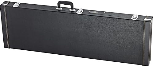 Ortega Guitars Economy Hardcase E-Bass-Koffer - Vinyl Schwarz | für Elektro-Bass, Höhe 119cm, 15mm Innenpolsterung aus braunem Velours, OEBCSTD