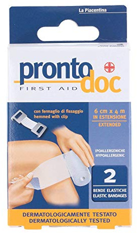 Pronto Doc Benda Elastica Per Fasciature, 4 Mt X 6 Cm, Confezione da 2 Bende