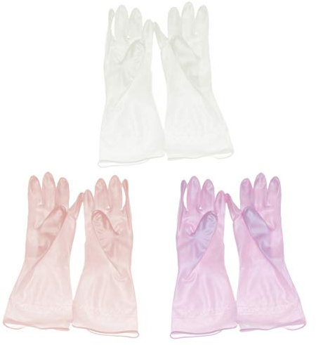 3 Paar Wiederverwendbare Gummihandschuhe Küchenreinigungshandschuhe Medizinische Untersuchungshandschuhe Mehrzweck-Wasserdichte Handschuhe zum Reinigen Waschen Arbeiten Kochen Zufällige Farbgröße M
