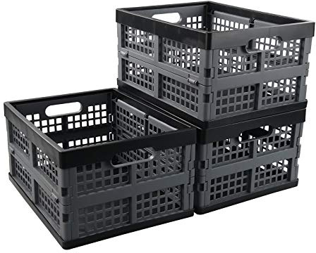 Dehouse 15 L Faltbare Klappbox Aus Kunststoff, Faltbare Aufbewahrungskiste | Stabile, Transportkiste Stapelbar, mit Soft-Touch Griffen, 35 x 26 x 18 cm, 3 Stück, für Küche Schlafzimmer Badezimmer Büro