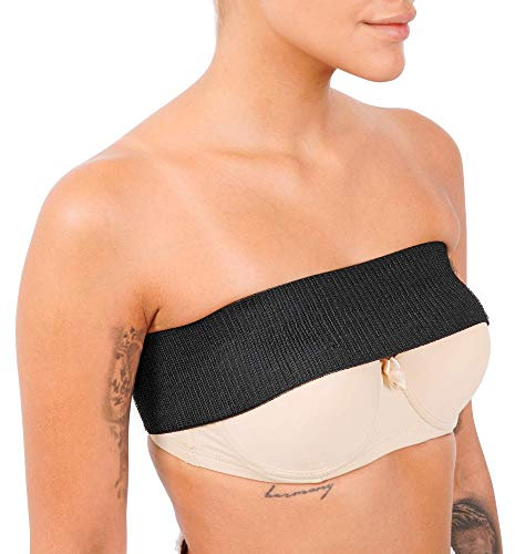 invera Fascia stabilizzatrice per protesi mammarie, fascia post chirurgica per aumentare e ridurre il seno, fascia toracica, fascia di supporto per il seno, taglia unica (nero)