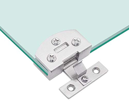 1 Paar Glastürscharnier Vitrine Weinschrank Clip Türscharnier Ersatzteile, geeignet für 5-8mm dickes Glas (Silber)