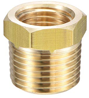 sourcing map Brass Pipe Fitting Reducer Adapter 3/8 NPT Male x 1/4 NPT Female for Water Oil Air Pressure Gauge Temp Sensor