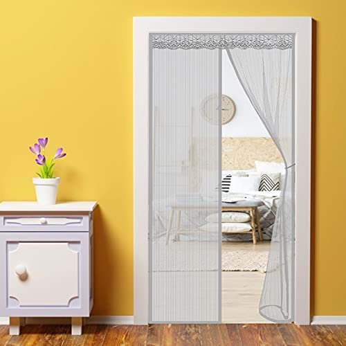 WEIZON Fliegengitter Tür Magnet 160 x 260 cm Balkontür Mückennetz Magnet Tür Vorhang gegen Fliegen Moskito Klettverschlussmontage für Terrassentür Wohnzimmertür - Grau