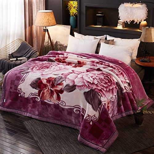 LGYKUMEG Gewichtete Decke King Size 83X93zoll, 2 Schicht Reversible Raschel Koreanische Decken, Seidig Weiche Warme Schwere Plüsch-Fleece-Bettdecke Für Herbstwinter,G,210x235cm/5.5kg