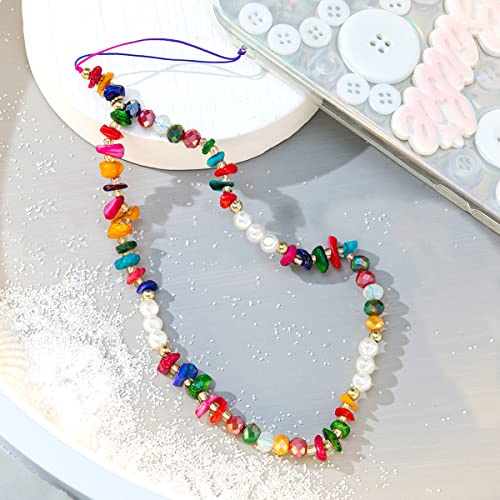 Kristall Stein Perle Handykette Perlen Kette Telefon Charm Strap Mobile Phone Beads Lanyard Handgelenkkette Mobile Phone Chain Wrist Bracelet Phone Charm Strap Cord Lanyard Telefon Anhänger,Bunte