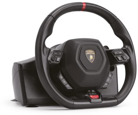 Automobili Lamborghini Volante Gaming per PS4, PC e PS5 (in retrocompatibilità PS4) vibrazione dinamica, sterzata 270° pedaliera, cavo 1,8mt