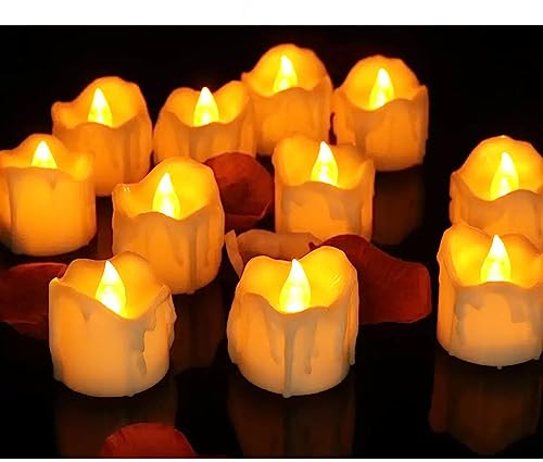 Jonami Candele LED Sfarfallio Senza Fiamma 12pcs Candela Elettrica a Batteria Luci Decorazione per Halloween Natale – Luce Calda