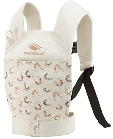 manduca Doll Carrier - Geeignet für Kleinkinder ab 18 Monaten - Puppenzubehör - Puppentragetuch aus Bio-Baumwolle für Babypuppen und Kuscheltiere ,Rainbow Day