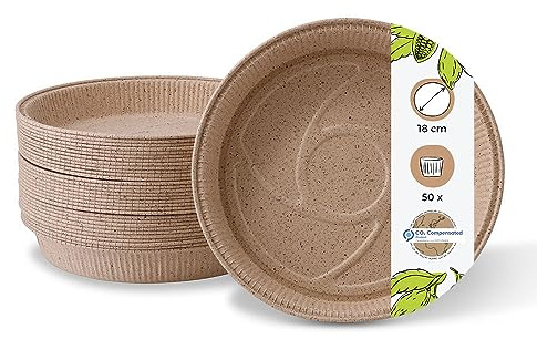 BIOZOYG Lot de 50 moules ronds en papier de cacao 18 cm ? Hauteur 2,5 cm I Moule à gâteau au fromage I Bols résistants au four I Moules à quiche Petit I Moules à tartelettes I Moules plats en papier