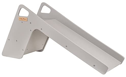 KiddyMoon Kinder Rutsche Aus Holz Stabile Kleinkinderrutsche 2In1 Multifunktion Montessori, Groß, Grau