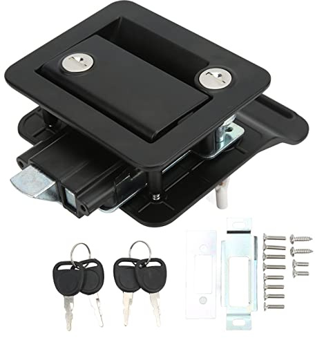 EBTOOLS RV-Eingangstürschloss Riegelschloss mit eingebautem Riegel aus Aluminiumlegierung für Wohnmobil, Reiseanhänger (Schwarz)
