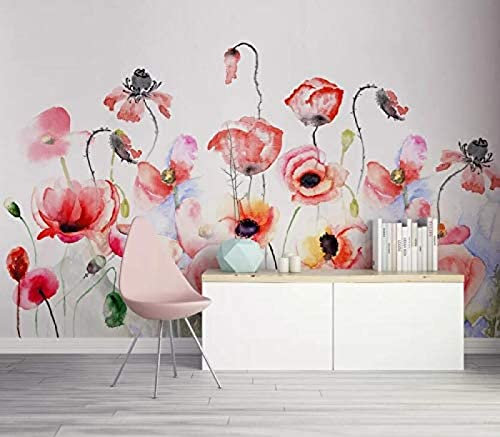 Amapola 3D Tv Pared Pintado Papel Tapiz De 3D Decoración Dormitorio Fotomural Sala Mural-430cm×300cm