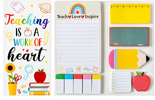 Xqumoi Teaching is A Work of Heart Sticky Notes Set Blackboard Self-Stick Note Pads Teacher Appreciation Gift Writing Memo Pads School Office Supplies