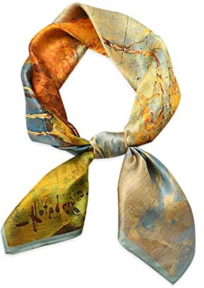 LumiSyne Seidenschal Damen Quadratischer Schal Blume Gedruckt Klassische Hahnentritt Buchstaben Muster Satin Kleine Vierecktuch Multifunktionales Halstuch Kopftuch Bandana Kopfschmuck Haarband 70×70cm