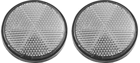 QUARKZMAN 2 Stück Runde Reflektierende Warnreflektoren Weiß Für Motorräder | 56mm Durchmesser, Für Anhänger, Verbessert Sichtbarkeit, Wasserdicht, Einfache Installation, Reflektiert Bei Lichteinfall