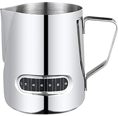 FLBT Tazas de Espresso Latte Art, Jarra para espumar Leche, Taza para espumar café, Jarra de café de inducción de Temperatura, Tazas de Leche para Capuchino Needed