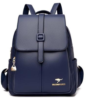 NICOLE & DORIS Sac a Main Dos Femme Petit Sac à Dos en Cuir PU Sac a Dos Feminin Elegant Loisir Daypacks Sac a Dos Antivol Étanche Mini Sac à Dos à Rabat Bleu