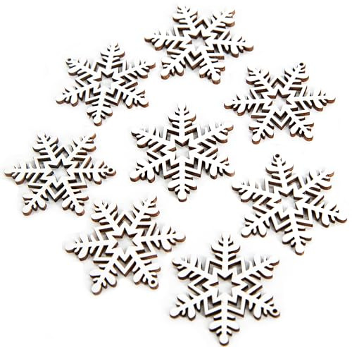 Logbuch-Verlag Holz Schneeflocken 4 cm weiß – 8 Stück Streudeko Weihnachten Winter Tischdeko Basteldeko