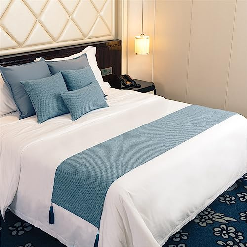 Morbuy Runner Letto Matrimoniale,Corridore Letto Moderno Nordico, Morbido Confortevole Sciarpa Scarf Runner Decorazione per Hotel (Azzurro,45 * 45cm Pillowcase 1 pc)