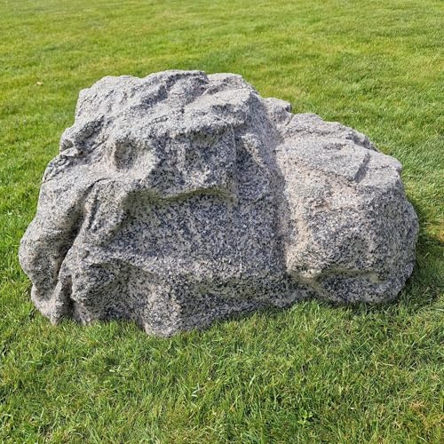 Kunstfelsen L-03 Ø60 cm Grau – Hohler Abdeckstein & Dekofelsen für Sandfilteranlage, Schachtdeckel, Gartenpumpe, Trafohaus, Brunnenkopf – 87 × 65 × 40 cm, GFK-Komposit, 14 kg, frostfest