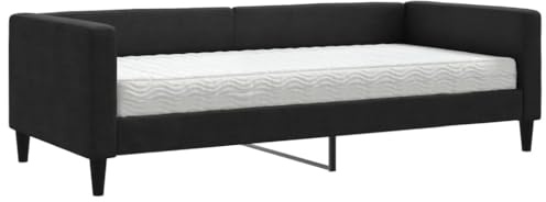 vidaXL Tagesbett mit Matratze Schwarz 90x200 cm Stoff