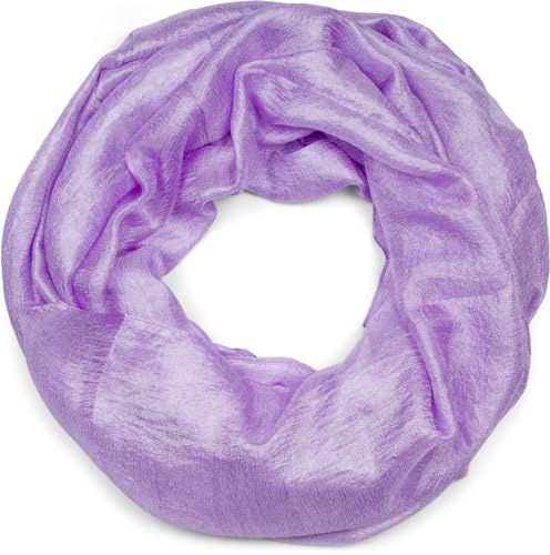 styleBREAKER Bufanda de bucle para mujer, ligera y sedosa en colores sólidos, bufanda tubular de verano ligera en un solo color 01017063, color:Lila