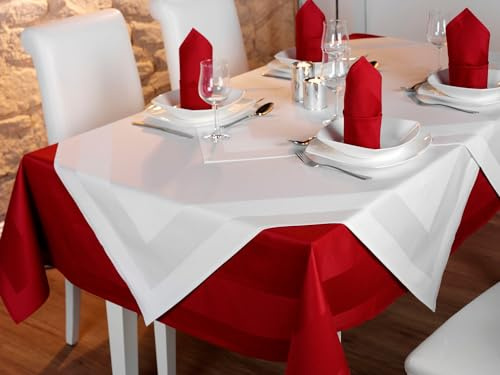 texpot 6 Servietten 50 x 50 cm Bordeaux Atlaskante 100% Baumwolle Damast Tischtuch