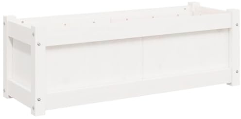 vidaXL Odlingslåda 90x31x31 cm vit massiv furu, hög odlingslåda, odlingskruka, blomkrukor, höga odlingslådor, odlingskrukor, blomkruka, utomhuskruka
