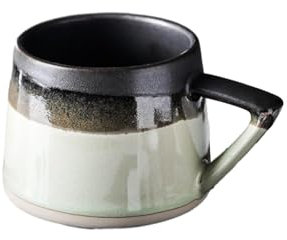 CAPIJIONG Tazas de cerámica retro y minimalistas, oficina creativa en casa, té de la tarde, desayuno, tazas de café con leche, verde corto, 330 ml