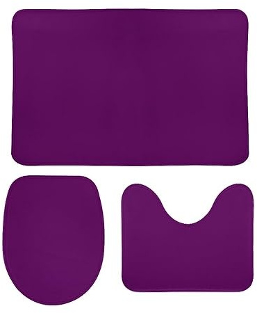 Bathroom Rug Set Of 3 Elegant Purple And White Anti Slip U Shape Wc Toilet Rug Machine Washable Toilet Lid Cover Mat Novelty Bath Mat Set