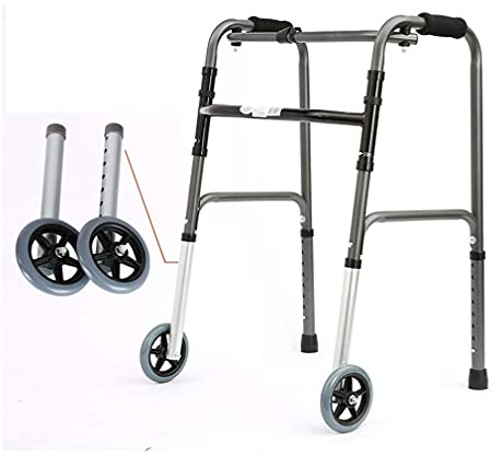 Gehgestell, robuster geriatrischer Gehhilfe, zusammenklappbar mit 2 Rädern, Rollatoren – verstellbare Höhe, Mobilitätshilfe, Gehhilfe, Gehhilfe, Krücke, platzsparender Lichtstern