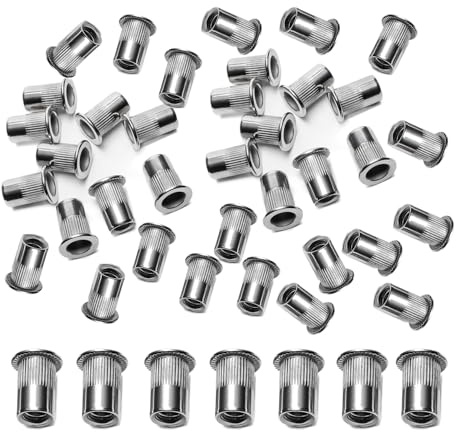HAPPOW 100 Stück Nietmuttern M8, Flachkopf Einziehmuttern, Blindnietmuttern Aluminium, M8 Senkkopf Nietmuttern für Metall und Kunststoff, für Möbel und Dekorationen