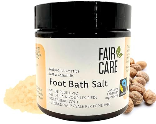 FAIR CARE Fußbad 80 mg Fairtrade Badesalz - Natürliche und vegane Inhaltsstoffe - Ohne synthetische Duftstoffe, Parabene oder Mineralöle - Ideal für müde und schmerzende Füße