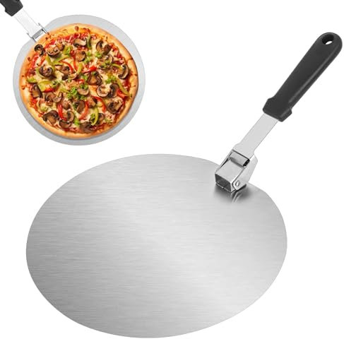 XCDMJ Pizza Peel Turning, Heavy Duty Pizza Paddle, Metal Pizza Spatula, Professional Pizza Shovel, Foldable for Easy Storage for Homemade Pizzas, Pastries, Dough, Bread, Cakes etc, 10 Inches
