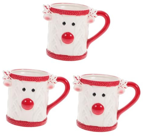 Cabilock 3St Weihnachtsbecher aus Keramik weihnachtsdeko Kaffeetassen coffee pot kaffeehaferl Wasserbecher Latte Teetasse aus Porzellan Espressotasse Weihnachtskaffeebecher Frühstückstasse