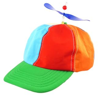 HENBRANDT Adult Helicopter Hat Baseball Cap with Propeller Silly Cap Rainbow Novelty Hats Clown Hat One Size Fancy Dress Costume Accessory for Men and Women