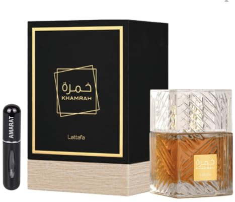 Perfume Khamrah Original 100ML, Eau da Perfum Unisex Importado desde Dubái con Aromas Agradables de Larga Duración, Incluye Atomizador Recargable 5ML, Fragancia Duradera (Khamrah)