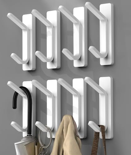YIGII 8 Pezzi Ganci Adesivi - Appendi Accappatoio Bagno Robusti, Appendiabiti da Parete Adesivo per Vestiti e Asciugamani, Bianco