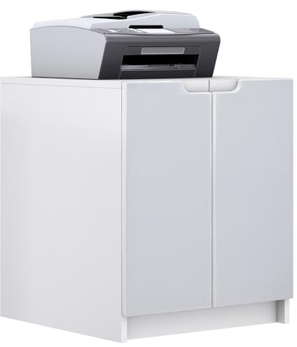 Vladon Druckerkommode Logan, Aktenschrank mit 2 Fächern und 2 Türen, Korpus in Weiß matt, Fronten in Weiß matt, (51 x 60,5 x 54 cm)