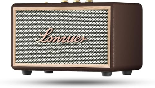 Lonzuer Retro-Bluetooth-Lautsprecher aus Holz, tragbar, kabellos, 10000 mAh, mit TWS-Stereo, AUX/SD-Eingang, für Zuhause, draußen und Reisen